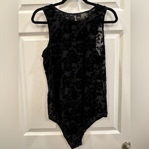 Torrid Curve Sz 2 Burnout Roses Black Bodysuit snap crotch Witchy Layering